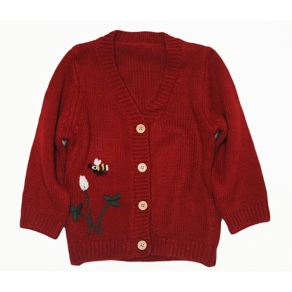 Toddler Girls Burnt‎ Orange Knit Cardigan Sweater Size 100 cm (3T)